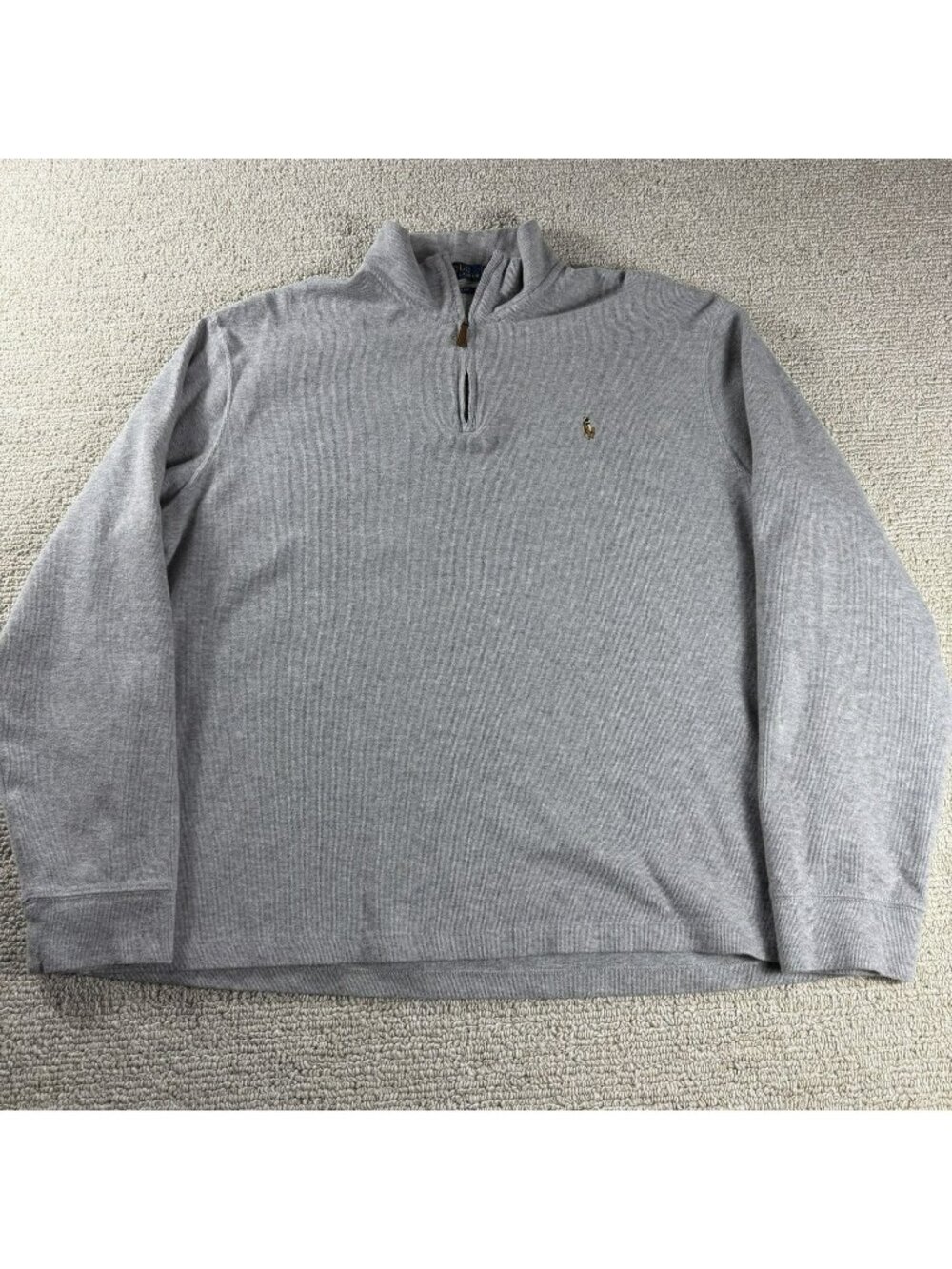 Polo Ralph Lauren Estate Rib Flesh Pony 1/4 Zip Sweater Gray Men’s Size XL